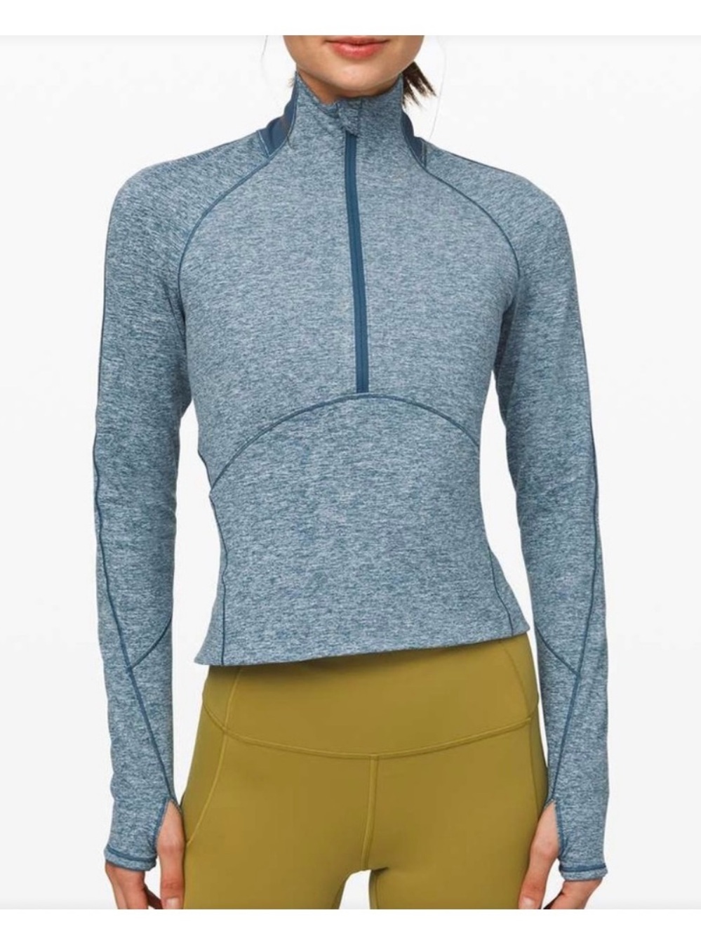 Lululemon Always Alert Women's Heathered Blue Half-Zip Active Athleisure Yoga